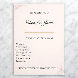Elegant Blush Wedding Program Card プログラム