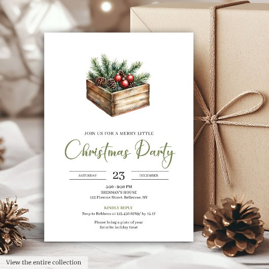 Elegant Bohemian Earthy Botanical Christmas Invite 招待状