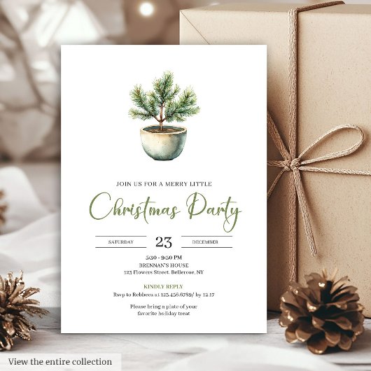 Elegant Bohemian Earthy Botanical Christmas Invite 招待状