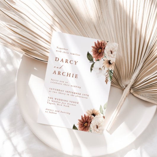 Elegant Bohemian Floral All Seasons Wedding 招待状