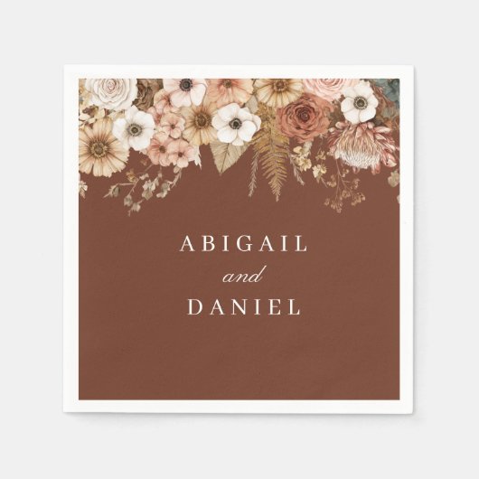 Elegant Bohemian Floral Wedding  スタンダードカクテルナプキン (正面)