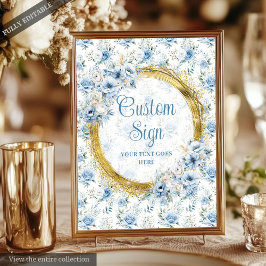 Elegant Bohemian Light Blue Gold Wedding Custom   ポスター