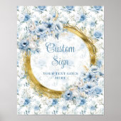Elegant Bohemian Light Blue Gold Wedding Custom   ポスター (正面)