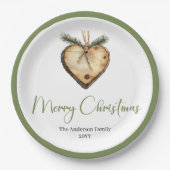 Elegant Bohemian Pine Wreath Festive Holiday Plate ペーパープレート (正面)