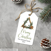 Elegant Bohemian Rustic Pine Wreath Gift Tag ギフトタグ