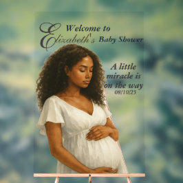 Elegant Boho Black Mom to be Baby Shower アクリルサイン