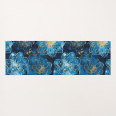 Elegant Boho Blue Gold Floral Mandala ヨガマット (裏面(横))