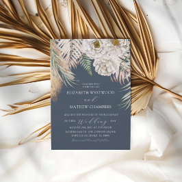 Elegant Boho Blue Pampas Grass Wedding 招待状