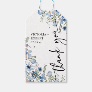 Elegant Boho Blue Thank You Favor Tag ギフトタグ