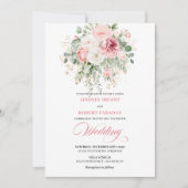 Elegant Boho Blush Floral Wedding Invite 招待状 (正面)