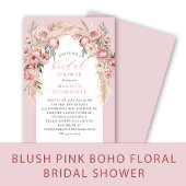 Elegant Boho Blush Peonies, Pampas Grass Bridal 招待状