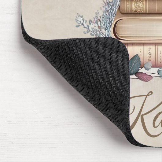 Elegant Boho Book Stack Floral  Name マウスパッド (コーナー)