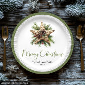Elegant Boho Botanical Christmas Tree Dinner Plate ペーパープレート