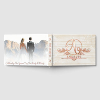 Elegant Boho Botanical Custom Monogram Wedding ゲストブック