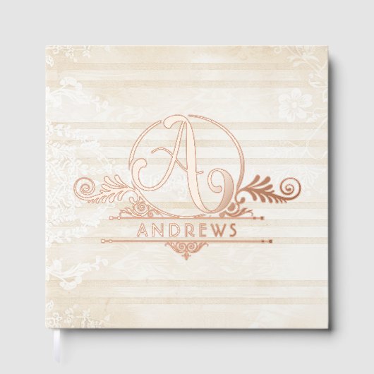 Elegant Boho Botanical Custom Monogram Wedding  ゲストブック (正面)