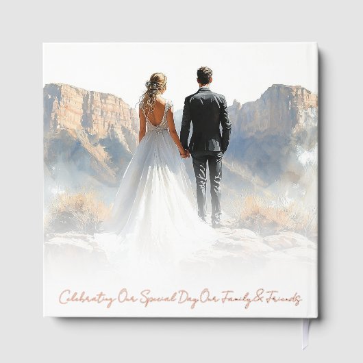 Elegant Boho Botanical Custom Monogram Wedding ゲストブック (裏面)