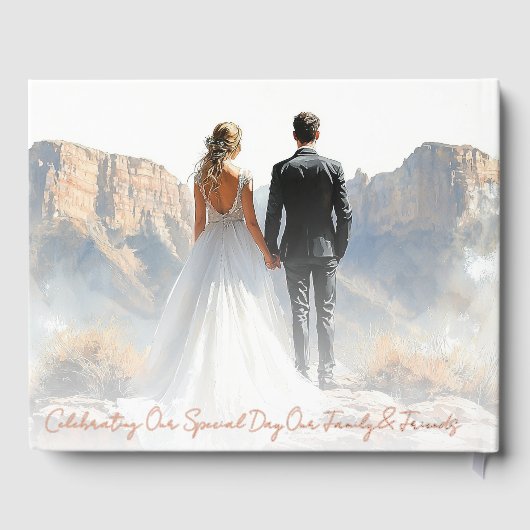 Elegant Boho Botanical Custom Monogram Wedding ゲストブック (裏面)