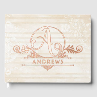 Elegant Boho Botanical Custom Monogram Wedding ゲストブック