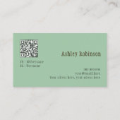 Elegant boho botanical pastel green QR code 名刺 (裏面)