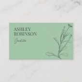 Elegant boho botanical pastel green QR code 名刺 (正面)