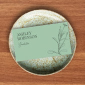 Elegant boho botanical pastel green QR code 名刺