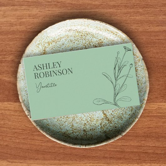 Elegant boho botanical pastel green QR code 名刺