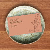 Elegant boho botanical pastel terracotta QR code 名刺