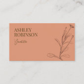 Elegant boho botanical pastel terracotta QR code 名刺 (正面)