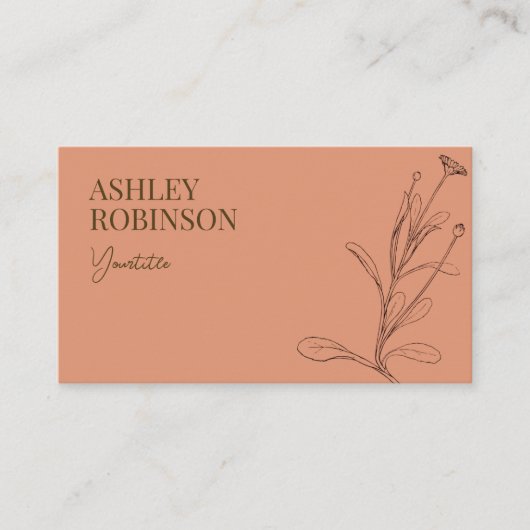 Elegant boho botanical pastel terracotta QR code 名刺 (正面)
