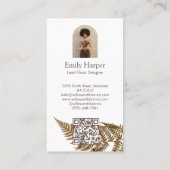 Elegant Boho Botanical Wildflower Floral Photo QR 名刺 (裏面)