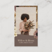 Elegant Boho Botanical Wildflower Floral Photo QR 名刺 (正面)