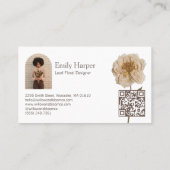 Elegant Boho Botanical Wildflower Floral Photo QR 名刺 (裏面)