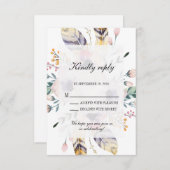 Elegant Boho Bouquet Wedding Rsvp エンクロージャーカード (正面/裏面)
