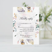 Elegant Boho Bouquet Wedding Rsvp エンクロージャーカード (スタンド正面)