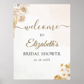 Elegant Boho Bridal Shower with Beige and Golden  ポスター (正面)