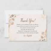 Elegant Boho Bridal Shower with Beige & Yellow Flo サンキューカード (正面)