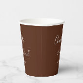 Elegant Boho Brown Script Minimalist Wedding 紙コップ (右)