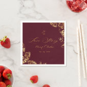 Elegant Boho | Burgundy and Gold Autumn Wedding スタンダードカクテルナプキン (インサイチュ)