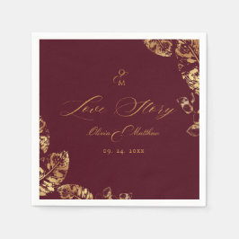 Elegant Boho | Burgundy and Gold Autumn Wedding スタンダードカクテルナプキン