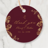 Elegant Boho | Burgundy and Gold Autumn Wedding Fa フェイバータグ (裏面)