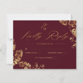 Elegant Boho | Burgundy Autumn Wedding RSVP Card (正面)