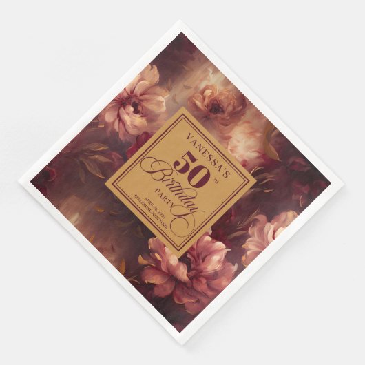 Elegant Boho Burgundy Blush Gold 50th Birthday  (コーナー)