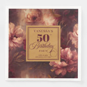 Elegant Boho Burgundy Blush Gold 50th Birthday  (正面)
