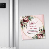 Elegant Boho Burgundy Blush Gold Floral Magnet マグネット