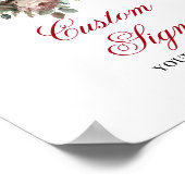 Elegant Boho Burgundy Floral Eucalyptus Gold Custo ポスター (角)