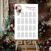 Elegant Boho Burgundy Rose Wedding Seating Poster ポスター