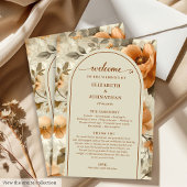 Elegant Boho Burnt Orange Ivory Sage Wedding Day プログラム