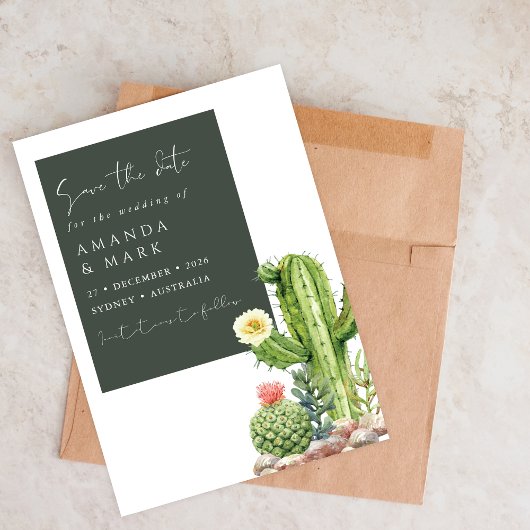 Elegant Boho Cactus Desert Succulent Save the date セーブザデート