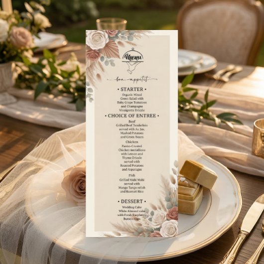 Elegant Boho Chic Wedding メニュー