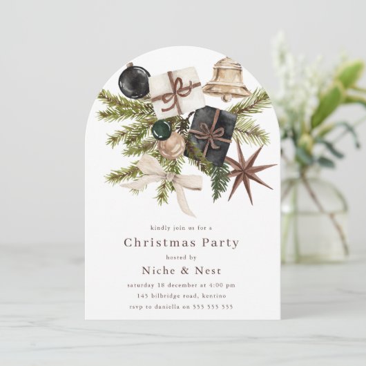 Elegant Boho Christmas Corporate Party 招待状 (スタンド正面)